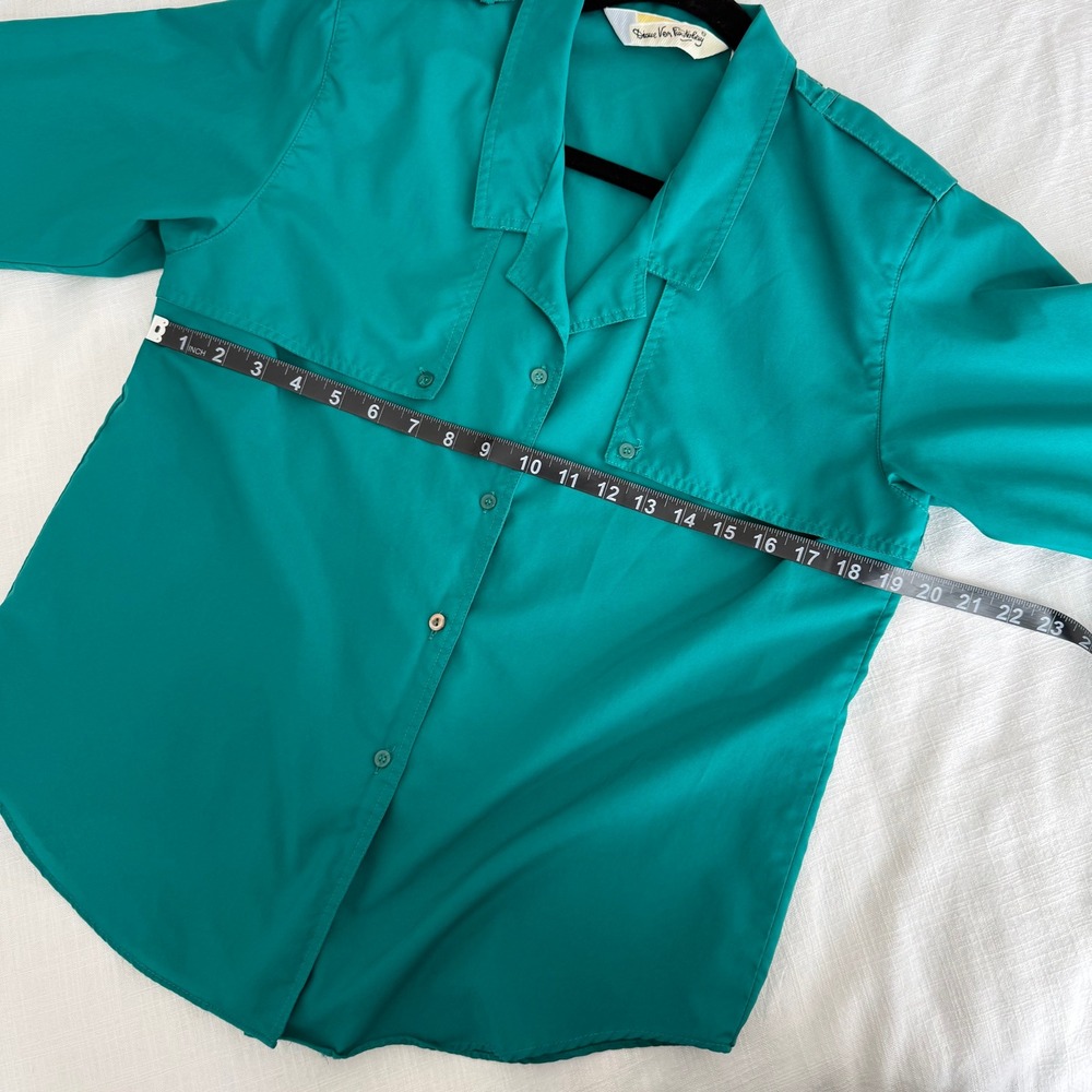 Vintage Diane von Furstenberg Teal Green Button Down Shirt Size 10 - Picture 4 of 6